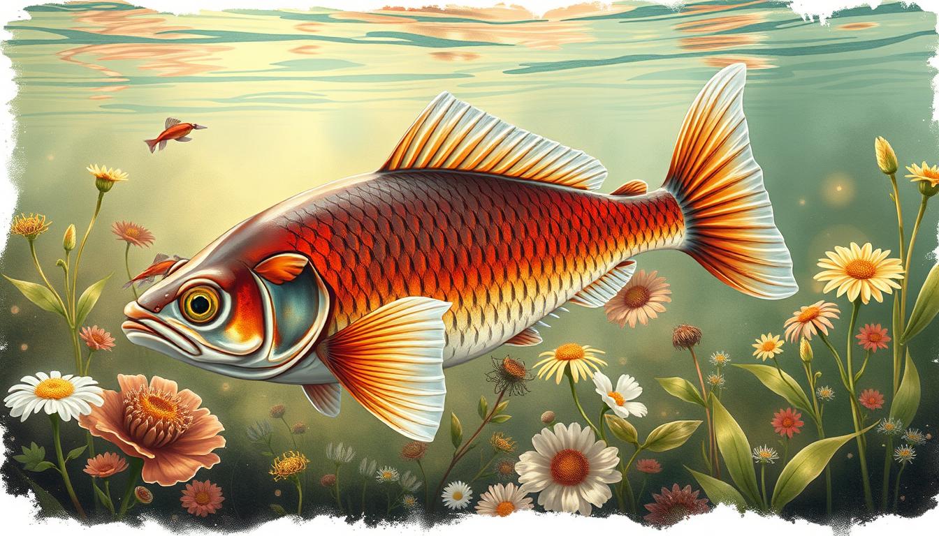 Infografik zu heilenden Unterwasserpflanzen, die Zierfische durch Phytotherapie bei der Gesunderhaltung unterstützen.