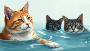 Infografik zur Thalassotherapie bei Katzen zeigt Vorteile für Wohlbefinden und gegen Alterungsanzeichen.