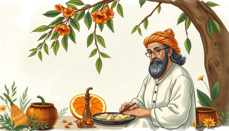 Infografik zu ayurvedischen Heilmethoden für Papageien, zeigt Kräuteranwendungen und Tipps für Vogelwohlbefinden.