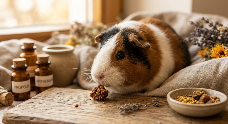 Bienenharz und Meerschweinchen: Apitherapie fördert Wohlbefinden und Heilung bei Haustieren.