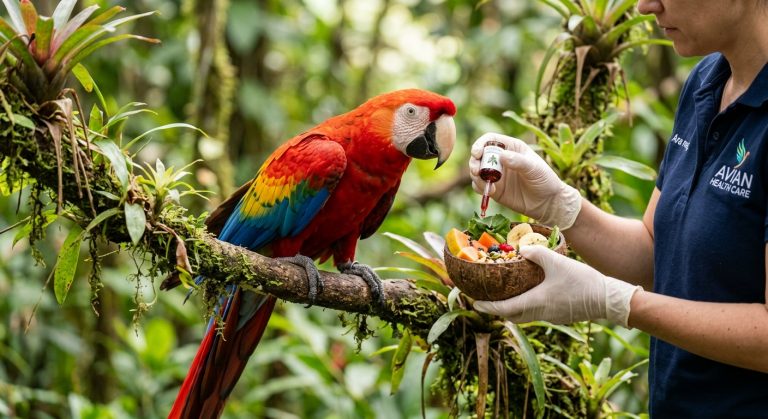 Exotische Vögel profitieren von Mineralstofftherapie als natürliche Gesundheitsstärkung.