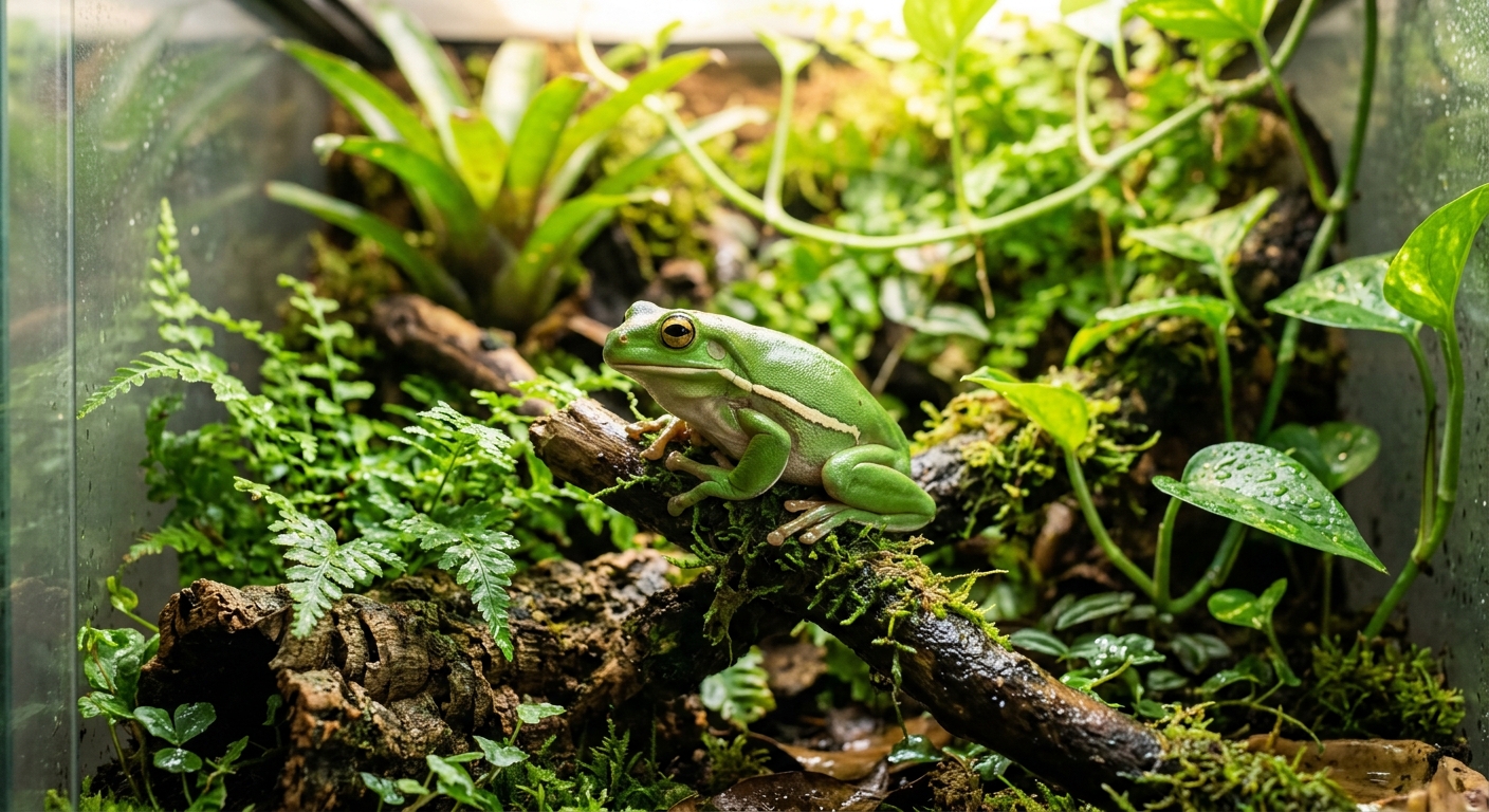 Terrarienbewohner mit pilzbasiertem Immunboost: Natürliche Unterstützung für Reptilien und Amphibien im Bild.