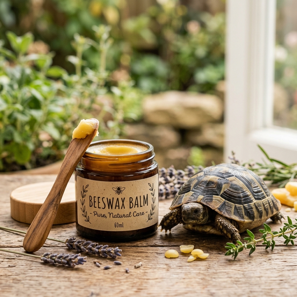 Bienenwachsbalm wird auf einen Schildkrötenpanzer aufgetragen, um sanfte Pflege und Schutz zu bieten.